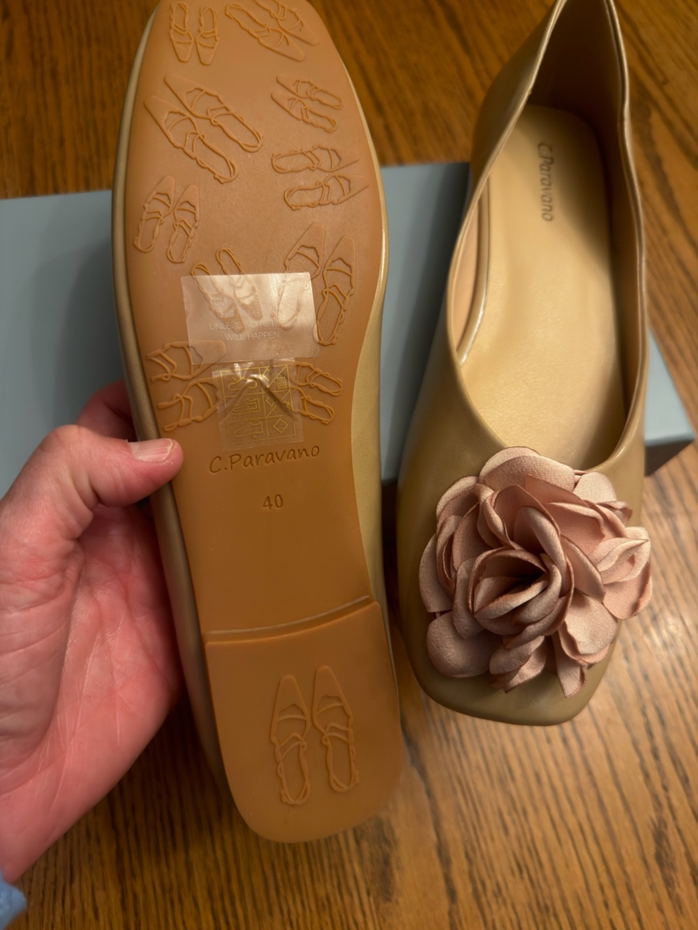 C.Paravano Flower Ballerina Flats - Latte - Picture 3 of 5